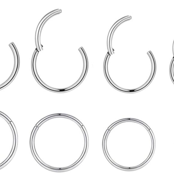 4Pairs/Pcs 18G Surgical Steel Hinged Clicker Segment Nose Rings Hoop Helix Carti - Picture 1 of 6